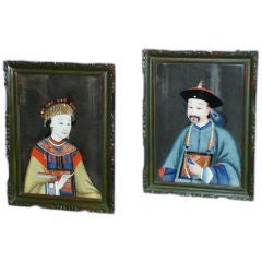 Pair of fine 19th century reverse paintings