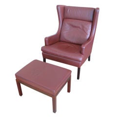 Leather Wing Chair & Ottoman