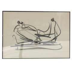 Original Framed Henry Moore Sketch - Abstract Figural Couple 1