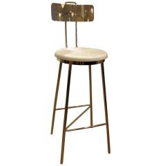 Z Stool, Polished Nickel and Cerused Oak (Bar Height)
