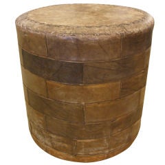 Round Leather Ottoman