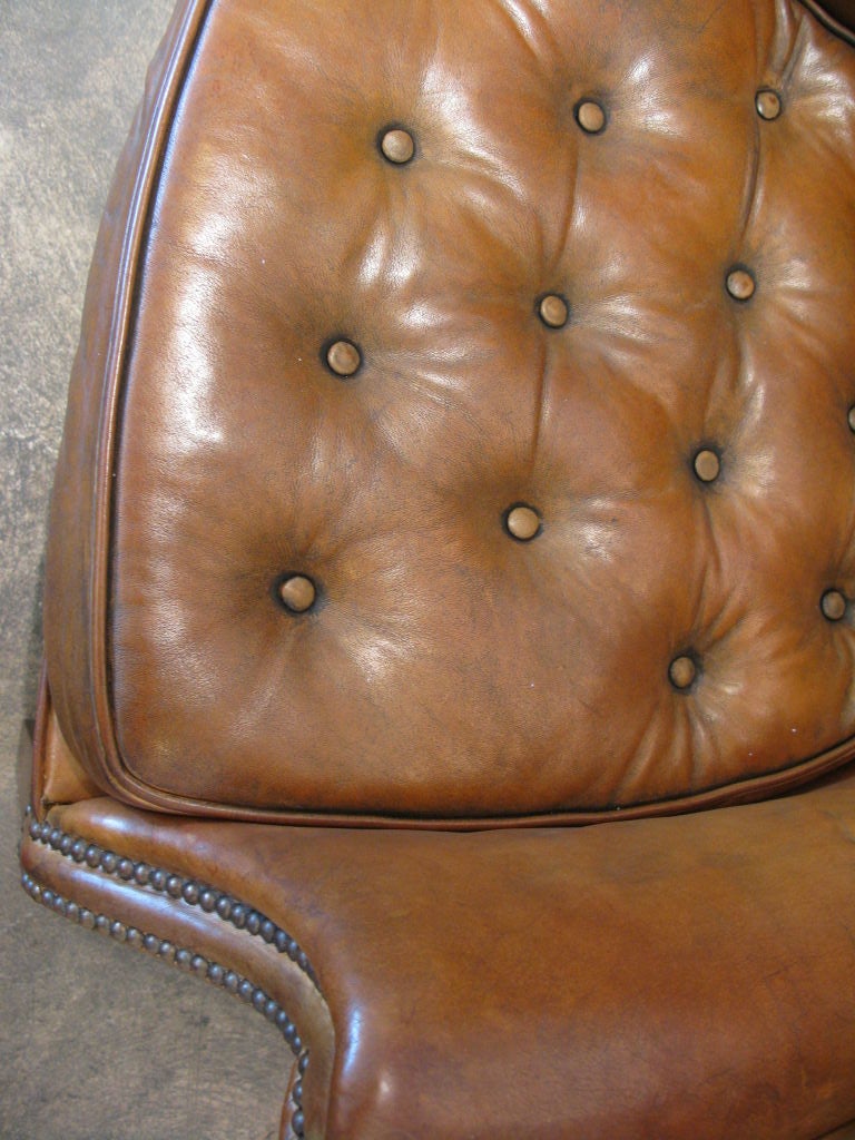 Brown Leather Wing Back Chair 4