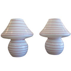 Pair of Striped Italian Glass Lamps