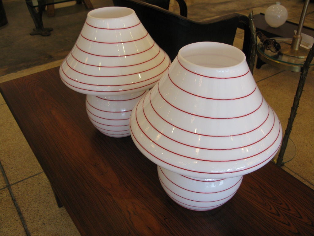 Pair of Striped Italian Glass Lamps