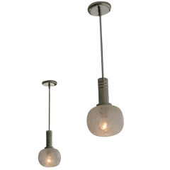 Pair of Crackled Ice Globe Pendant Lights