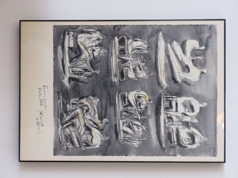 Original Framed Henry Moore Sketch - Seated Family