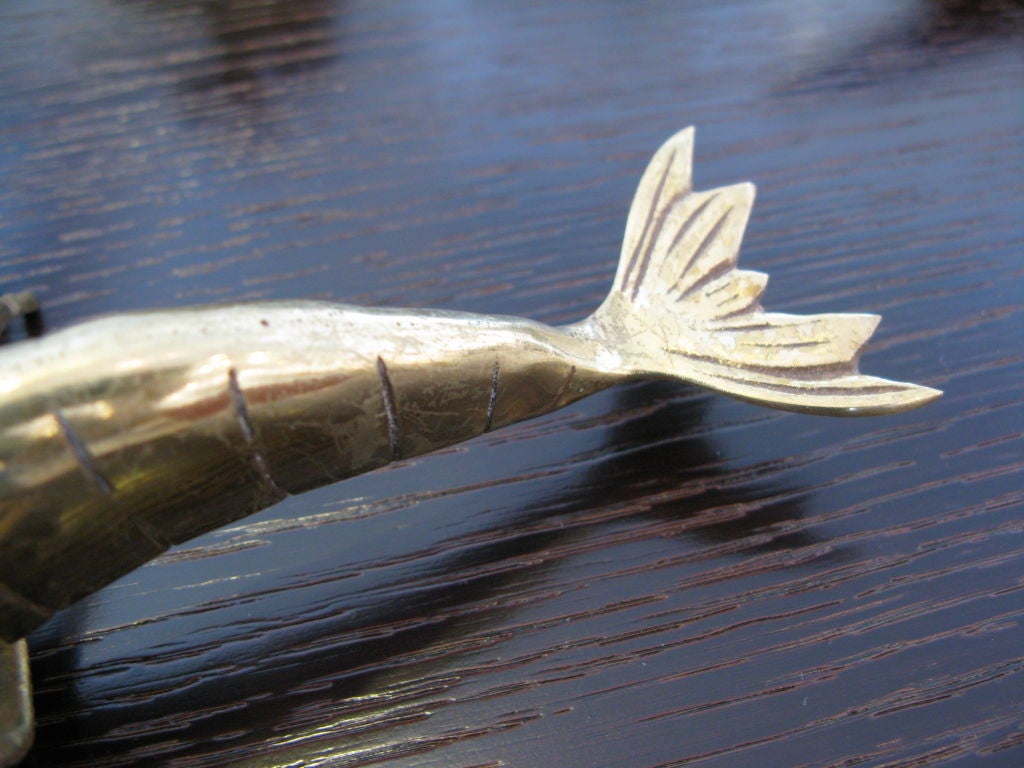 American Polished Brass Shrimp Sculpture
