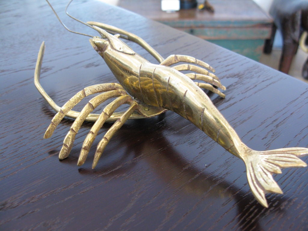 Polished Brass Shrimp Sculpture 1