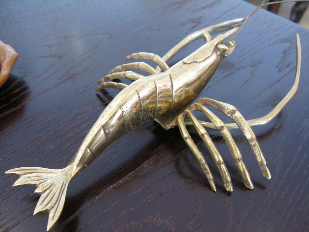 Polished Brass Shrimp Sculpture 2