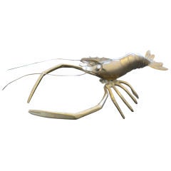 Polished Brass Shrimp Sculpture