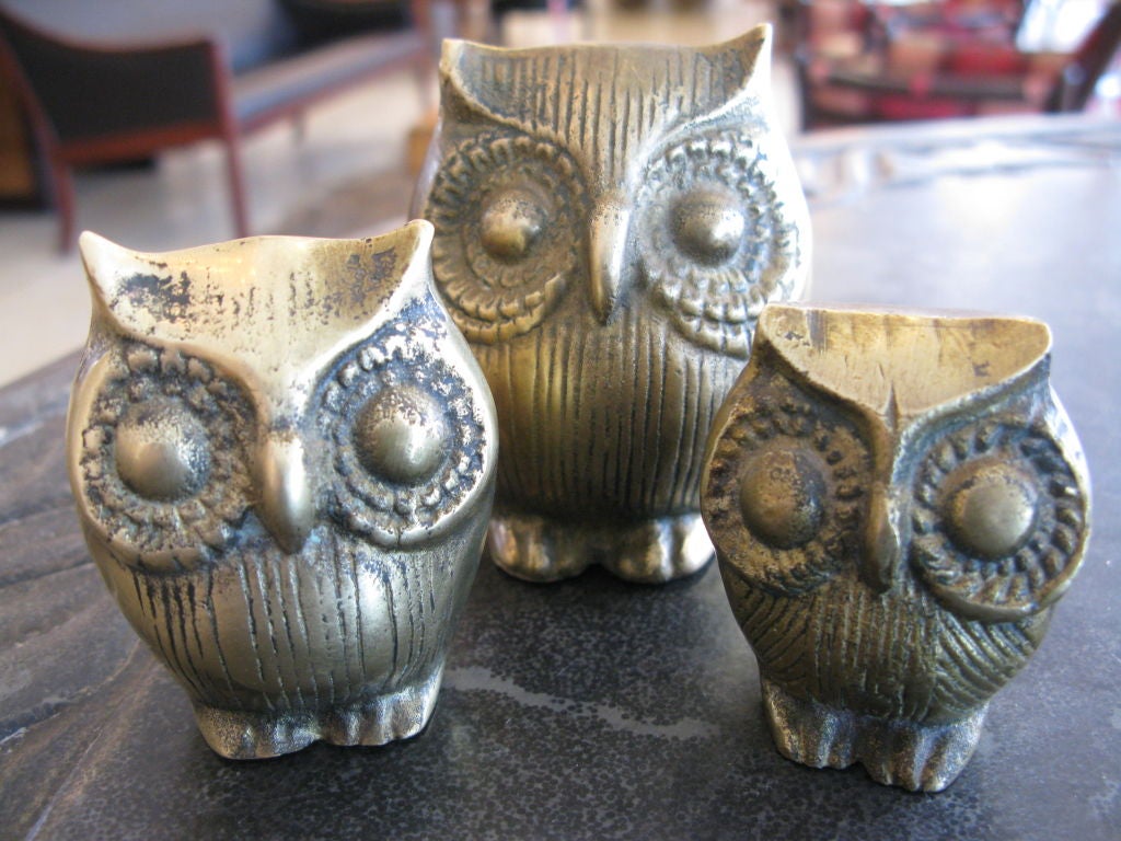 Adorable solid brass owls.  The largest owl is 3