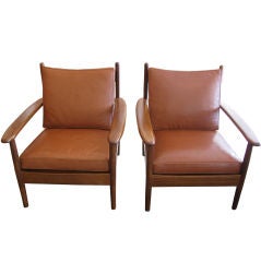 Pair of Mahogany & Leather Armchairs