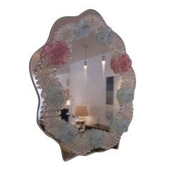Murano Glass Mirror With Rosettes