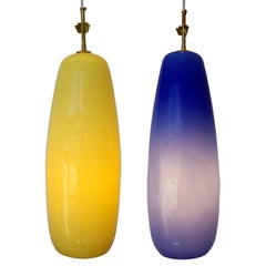 Venini, Pair of Italian Glass Pendant Lights