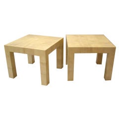 Karl Springer, Pair of Goatskin Clad Tables 3