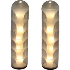 Carlo Nason (Italian 1936-) Pair of 53" Glass Floor Lamps