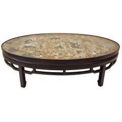 Antique Mirror and Lacquered Wood Coffee Table