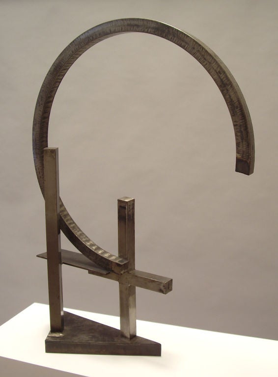 Modern Welded steel sculpture by California artist Guy Dill.<br />
(from the Spanish Mirror Series)