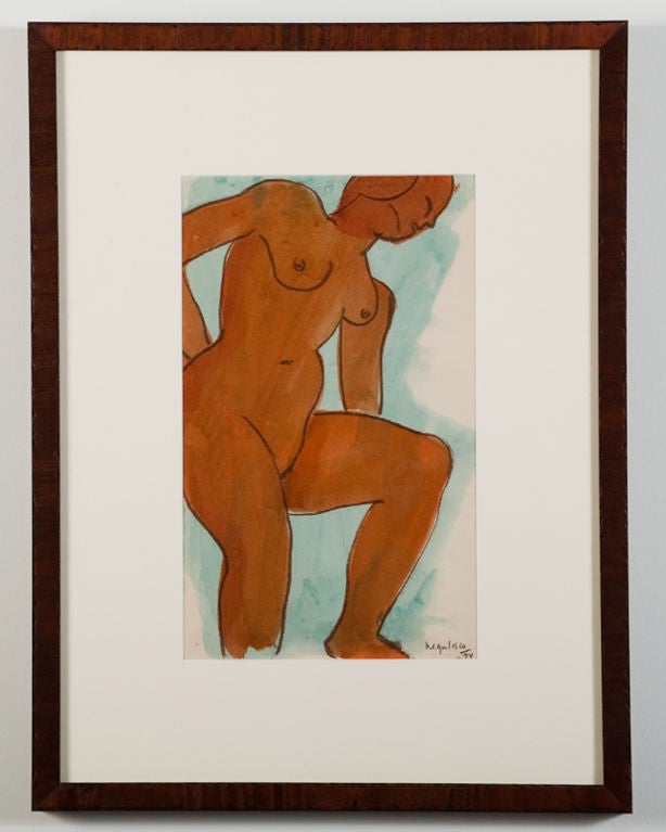 Framed water color painting on paper by artist and Hollywood director Jean Negulesco. Famous for the films he directed, 