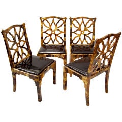 Set of Four Horn Chippendale Style Chairs