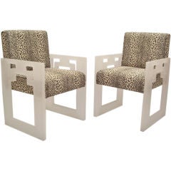 Art Services - Custom Pair of 1970s Acrylic and Upholstered Chairs