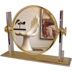 Polished Chrome and Brass Mirror by Karl Springer