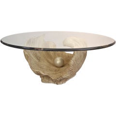 Carved Half Shell with Pearl Coffee Table