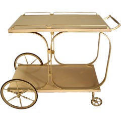 Aldo Tura - Lacquered Goatskin and Brass Rolling Cart