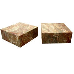 Pair of 1970s Natural Stone Cube Tables