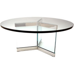 Glass and Polished Steel Coffee Table from The Pace Collection
