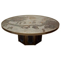 Bronze and Pewter "Chan" Table signed Philip and Kelvin LaVerne
