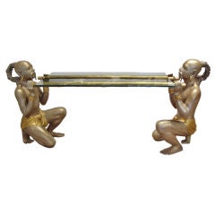 Figurative-Bronze and Glass Console Table