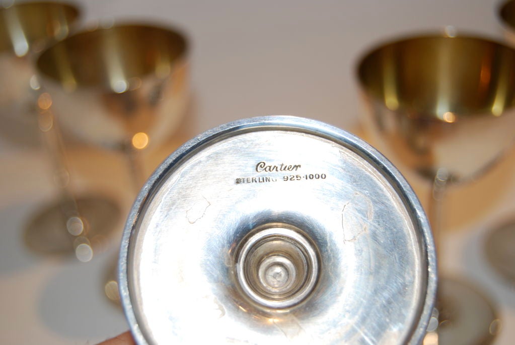 Set of 6 Cartier Sterling Goblets