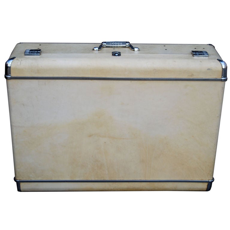Gorgeous Vintage Wheary Goatskin Covered Suitcase