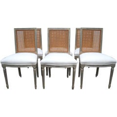 Set of 6 Maison Jansen Cane Back Dining Chairs.