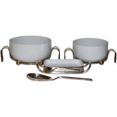 Sabattini Ceramic and Silverplate Serving Set