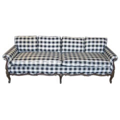 French Country Sofa in Gingham Linen