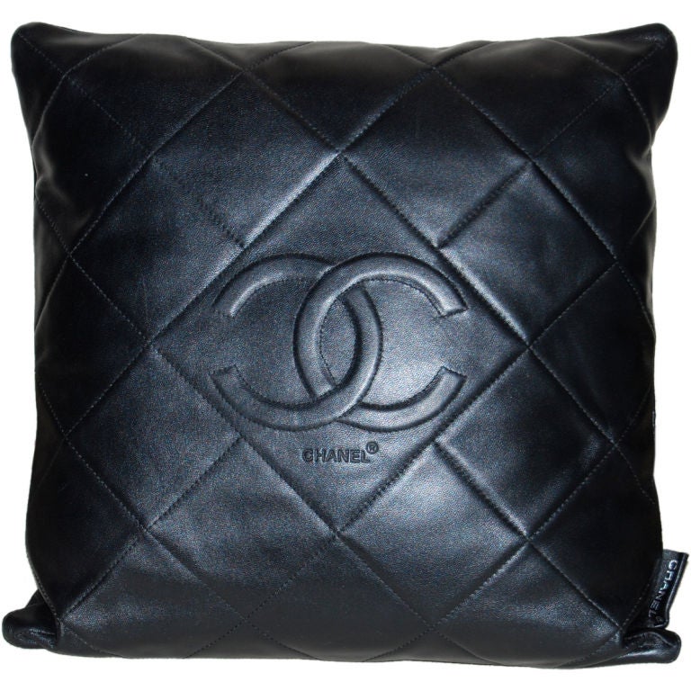 Rare Chanel Leather Throw Pillow at 1stDibs