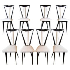 Set of 8 Ico Parisi Dining Chairs