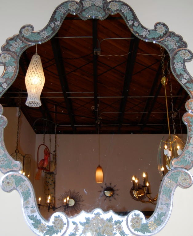 Large and Impressive Verre Eglomise Wall Mirror In Excellent Condition In Palm Springs, CA