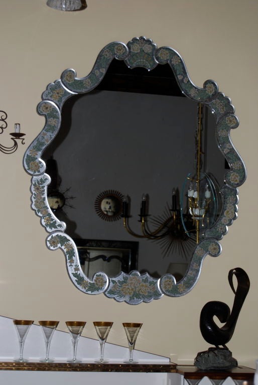 Mid-20th Century Large and Impressive Verre Eglomise Wall Mirror