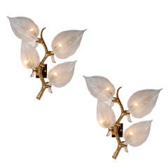 Massive Pair of Glass Sconces by Franco Luce