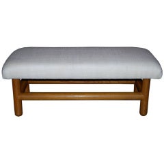 Jean Royere Oak Bench Upholstered in Silk