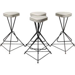 Set of Four Iron Barstools by Frederic Weinberg