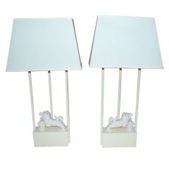 Billy Haines Table Lamps with Blanc De Chine Foo Dogs
