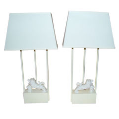Billy Haines Table Lamps with Blanc De Chine Foo Dogs