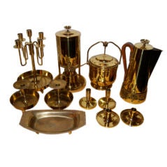 Vintage Collection of Tommi Parzinger Table Garniture in Brass