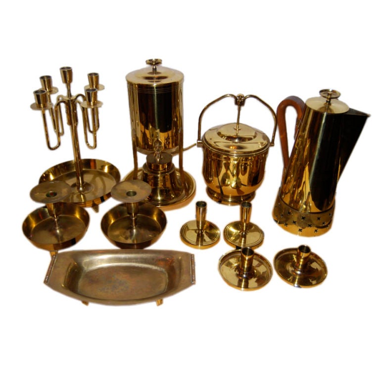 Collection of Tommi Parzinger Table Garniture in Brass