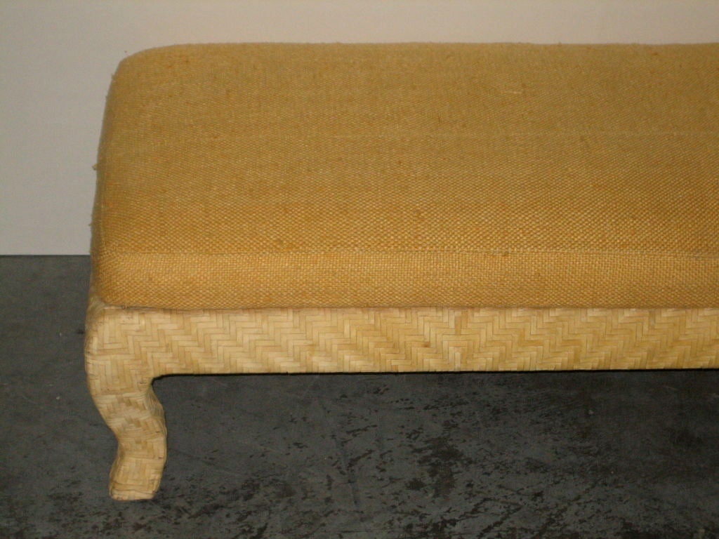 Wonderful Woven Leather Bench with Raw Silk Cushion