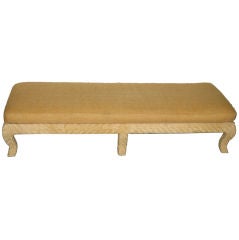 Vintage Wonderful Woven Leather Bench with Raw Silk Cushion